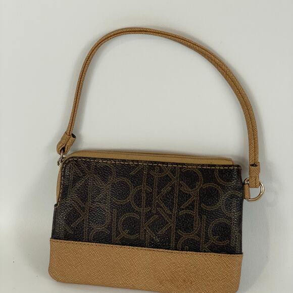 CALVIN KLEIN Women's CK Signature Wristlet Clutch Wallet Brown - Picture 7 of 10